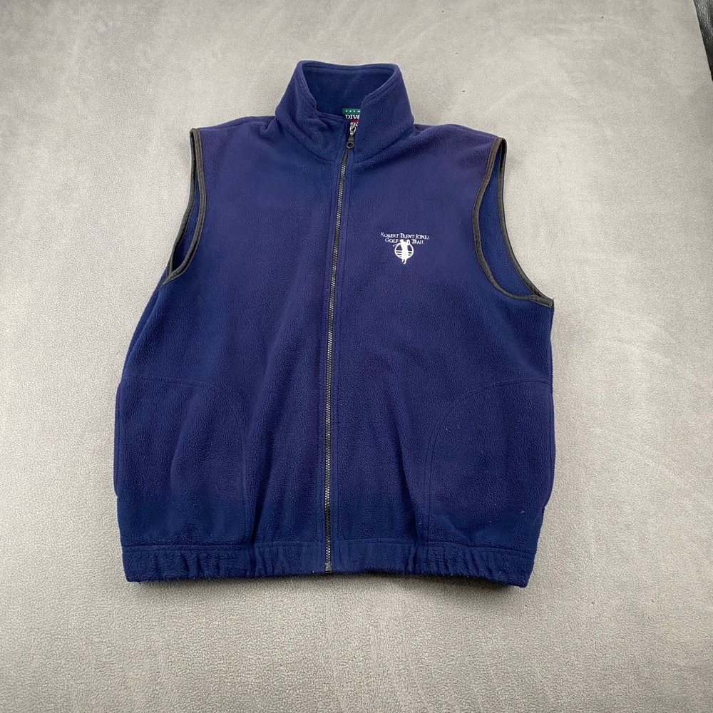 Divots Premium Mens Navy Blue Fleece Vest Robert Trent Jones‎ Golf Trail Large